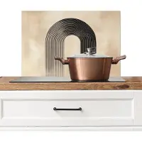 KitchenYeah Spatscherm keuken 70x50 cm - Kookplaat achterwand Boog - Strepen - Minimalistisch - Zwart - Muurbeschermer - Spatwand fornuis - Hoogwaardig aluminium
