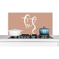 KitchenYeah Spatscherm keuken 100x50 cm - Kookplaat achterwand Vrouw - Abstract - Gezicht - Muurbeschermer - Spatwand fornuis - Hoogwaardig aluminium