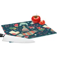 KitchenYeah Glazen Snijplank - 28x20 - Winter - Design - Thee - Handschoenen - Muts - Snijplanken Glas
