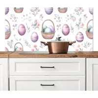 KitchenYeah Spatscherm keuken 120x60 cm - Kookplaat achterwand Bloemen - Paaseieren - Patroon - Muurbeschermer - Spatwand fornuis - Hoogwaardig aluminium
