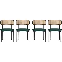 Merax Fluwelen eetkamerstoelen - set van 4 - moderne minimalistische loungestoelen - rotan loungestoelen - woonkamer- en slaapkamerstoelen - groen