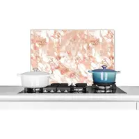 KitchenYeah Spatscherm keuken - Rose goud - Marmerlook - Luxe - Wit - Marmer print - Muurbeschermer - 70x50 cm - Achterwand
