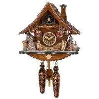 Engstler - 47124_QM - Koekoeksklok - Kwarts - Notenhout - met muziek - 31 cm