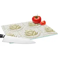 KitchenYeah Glazen Snijplank - 28x20 - Bloemen - Goud - Patronen - Snijplanken Glas