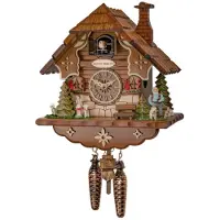 Engstler - 3613_QM - Koekoeksklok - Kwarts - Notenhout - met muziek - 23 cm