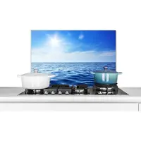 KitchenYeah Spatscherm keuken 70x50 cm - Kookplaat achterwand Zee - Zon - Lucht - Muurbeschermer - Spatwand fornuis - Hoogwaardig aluminium