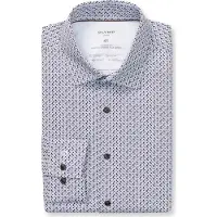 Olymp overhemd blauw geprint normale fit katoen