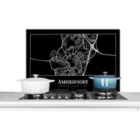 KitchenYeah Spatscherm keuken 90x60 cm - Kookplaat achterwand Amersfoort - Stadskaart - Plattegrond - Kaart - Muurbeschermer - Spatwand fornuis - Hoogwaardig aluminium