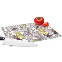 KitchenYeah Glazen Snijplank - 28x20 - Patronen - Huis - Skyline - Snijplanken Glas