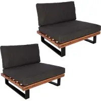 MCW Set van 2 loungestoelen -H54, tuinstoelen, gesponnen poly acaciahout FSC-gecertificeerd aluminium ~ bruin, bekleding donkergrijs
