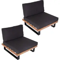 MCW Set van 2 loungestoelen -H54, tuinstoelen, gesponnen poly acacia hout FSC-gecertificeerd aluminium ~ lichtbruin, kussen donkergrijs
