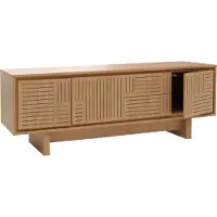 Mendler TV-rek -O34, TV-meubel TV-tafel Lowboard Ladekast, lades, melamine 51,5x150x39,5cm ~ iepenhout naturel