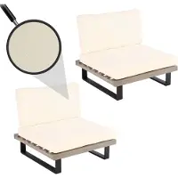 MCW Set van 2 loungestoelen -H54, tuinstoelen, gesponnen poly acaciahout FSC-gecertificeerd aluminium ~ grijs, bekleding crèmewit
