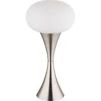 Globo Lighting tafellamp, metalen behuizing, mat nikkel, opaalglas, PVC-kabel, zwart, wandschakelaar op de kabel, diameter: 180mm, hoogte: 369mm, kabellengte: 1500mm, exclusief 1x E14 25W 230V lamp