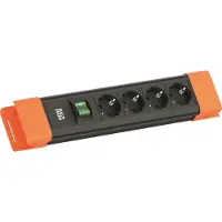 Bachmann CONNECTUS 4xCEE7/3, 1xschakelaar 2,0 m CEE7/7 zwart/oranje
