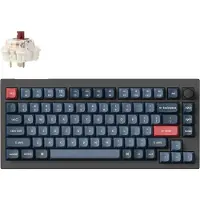 Keychron V1 Max (schwarz/blaugrau, DE-Layout, Gateron Jupiter Brown, Hot-Swap, RGB) (NL, Draadloze), Toetsenbord, Zwart