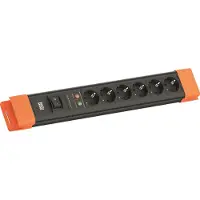 Bachmann CONNECTUS 6xCEE7/3, 1xSPD 1xschakelaar 2,0 m CEE7/7 Zwart/Oranje