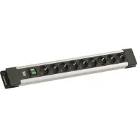 Bachmann CONNECTUS 9xCEE7/3, 1xschakelaar 2,0 m CEE7/7 grijs
