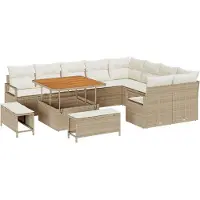 vidaXL Tuinbank Set 12 st 11-Aantal zitplaatsen Beige en Crème