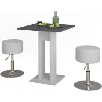 Vicco Repose Eettafel set – 65 x 65 cm met 2 krukken Wit/antraciet