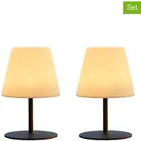 Lumisky Pack of 2 cordless table lamps - - TWINS - H16 cm - Gray steel base - Warm white and white LED