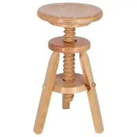 Wellhome Ronde Draaiende Houten Kruk Met Lak Afwerking 29x29x64 Cm