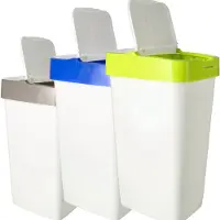 Discountershop Prullenbakken Set van 3 - 60L wit Sorteerbakken met Geel, Blauw, Grijs Deksel - Ideaal voor Afvalscheiding