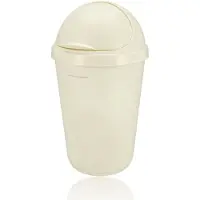 Discountershop Prullenbak 50 Liter Crème – Grote Afvalemmer met Schommeldeksel – Kunststof Vuilnisbak voor Keuken, Tuin of Kantoor