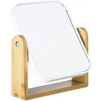 Hi Dubbele make-up spiegel - op voet - 15 x 18 cm - wit - scheerspiegel - Badkamer spiegel op standaard