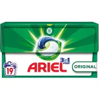 Ariel 3in1 Pods Original – 19 wasmiddelcapsules – Krachtige reiniging – Gemaakt in Frankrijk