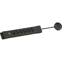 Bachmann CONNECTUS 6xCEE7/3, 1xafstandsbediening 2,0 m CEE7/7 zwart