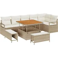 vidaXL Tuinbank Set 9 st 8-Aantal zitplaatsen Beige en Crème