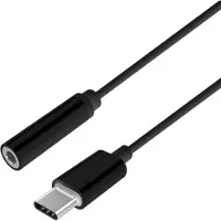 Aisens A109-0385, Zwart, USB-C, 3,5 mm, 0,15 m, Mannelijk, Vrouwelijk