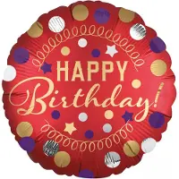 Amscan - Satijnrode aluminium happy birthday ballon