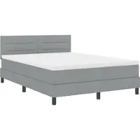 vidaXL Boxspring bed met kussen Lichtgrijs 140 x 190 cm Stof