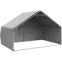 vidaXL Hondenhok voor buiten met deksel 3x2x1,9 m gegalvaniseerd staal