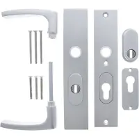 Starx Deurkruk op schild - Aluminium F1 - Aluminium - - Deurklink op SKG*** met kerntrekbeveiliging 195x50mm PC55/72 Aluminium F1