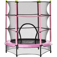 HOMCOM Kindertrampoline met veiligheidsnet - trampoline - speelgoed - roze - Ø140 cm