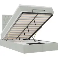 vidaXL Ottoman bed met matrassen en LED's 120x200cm fluweel lichtgrijs