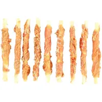 Flamingo Hondensnack – R’Hide staaf wit met kip – hondensnacks – honden snacks – hondensnoepjes – glutenvrij – zonder toegevoegde suikers – 600g bewaaremmer