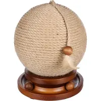 Flamingo kattenspeelgoed Krabbal Isabella Bruin Ø 21 cm – Interactieve speelbal met krabkarton, ballenbaan en veer – Compact krabplezier voor katten