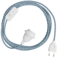 Creative Cables Snakebis Twisted E27 Lampenkap-kabelset Met Lamphouder. Kabel Met Stoffen Omhulsel En Stekker Met 2 Pinnen 1.8 M