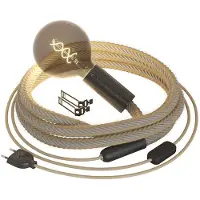 Creative Cables Snakebis Touw-stekker-in Lamp Met Jute Snoer En 2-pins Stekker