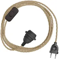 Creative Cables Snakebis Twisted E14 Lampenkap-kabelset Met Lampenhouder. Stoffen Gevlochten Kabel En 2-pins Stekker 1.8 M