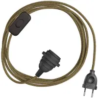 Creative Cables Snakebis Zig-zag E27-lampenkap-bedrading Met Lamphouder. Zigzag-stofkabel En 2-polige Stekker 1.8 M