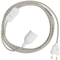 Creative Cables Snakebis Twisted E27 Kabelset Met Lamphouder. Stofgeklede Kabel En Stekker Met 2 Pinnen 3 M