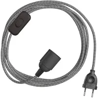 Creative Cables Snakebis Zig-zag E14 Kabelset Met Lamphouder. Zig-zag Stofsnoer En 2-pins Stekker 3 M