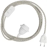 Creative Cables Snakebis Twisted E14 Lampenkap-kabelset Met Lampenhouder. Stoffen Gevlochten Kabel En 2-pins Stekker 3 M