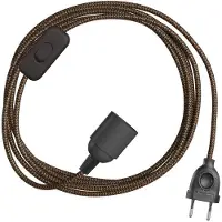 Creative Cables Snakebis Zig-zag E14 Kabelset Met Lamphouder. Zigzag-textielkabel En 2-pins Stekker 3 M
