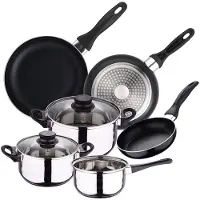 Wellhome Roestvrij Staal Kookgerei Set Van 3 Pannen 16/20/24 Cm 5 Stukken